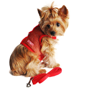 Cool Mesh Dog Harness & Lead- Red