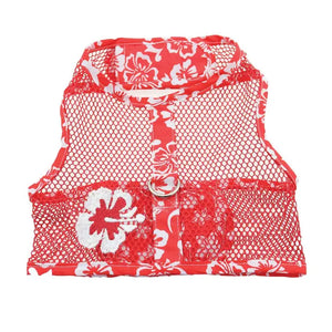 Cool Mesh Dog Harness & Lead - Red Hibiscus