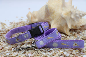 Lilac Seashells Dog Collar #453