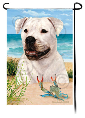 American Bulldog White Summer Beach Garden Flag