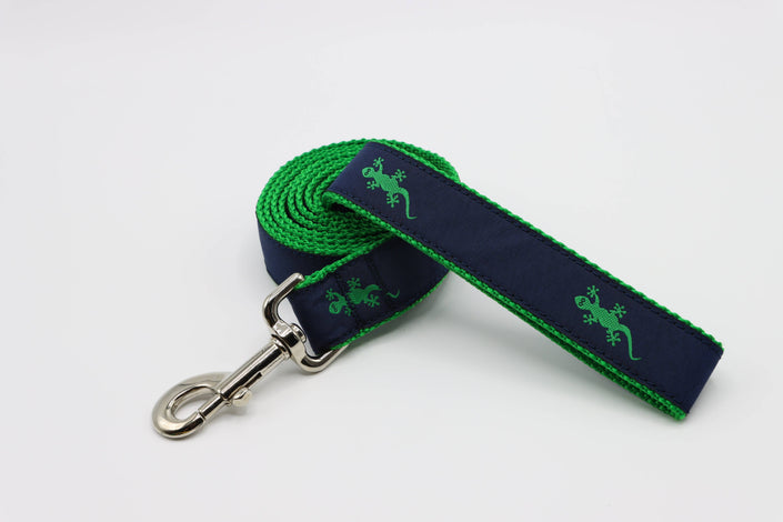 Green Gecko on Navy Dog Collar #54