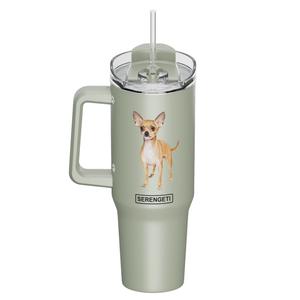 Chihuahua, tan 40 oz Tumbler with Handle and Straw Lid