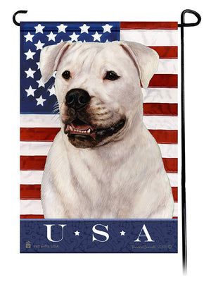 American Bulldog White True Blue Garden Flag