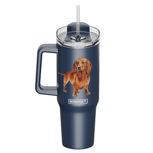 Dachshund, red 40 oz Tumbler with Handle and Straw Lid