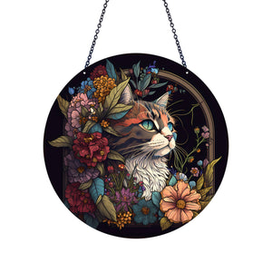 Colorful Cat Suncatcher with Chain