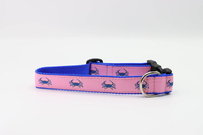 Blue Crab on Pink Dog Collar #264