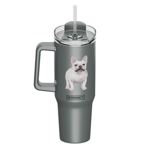 French Bulldog 40 oz Tumbler with Handle and Straw Lid