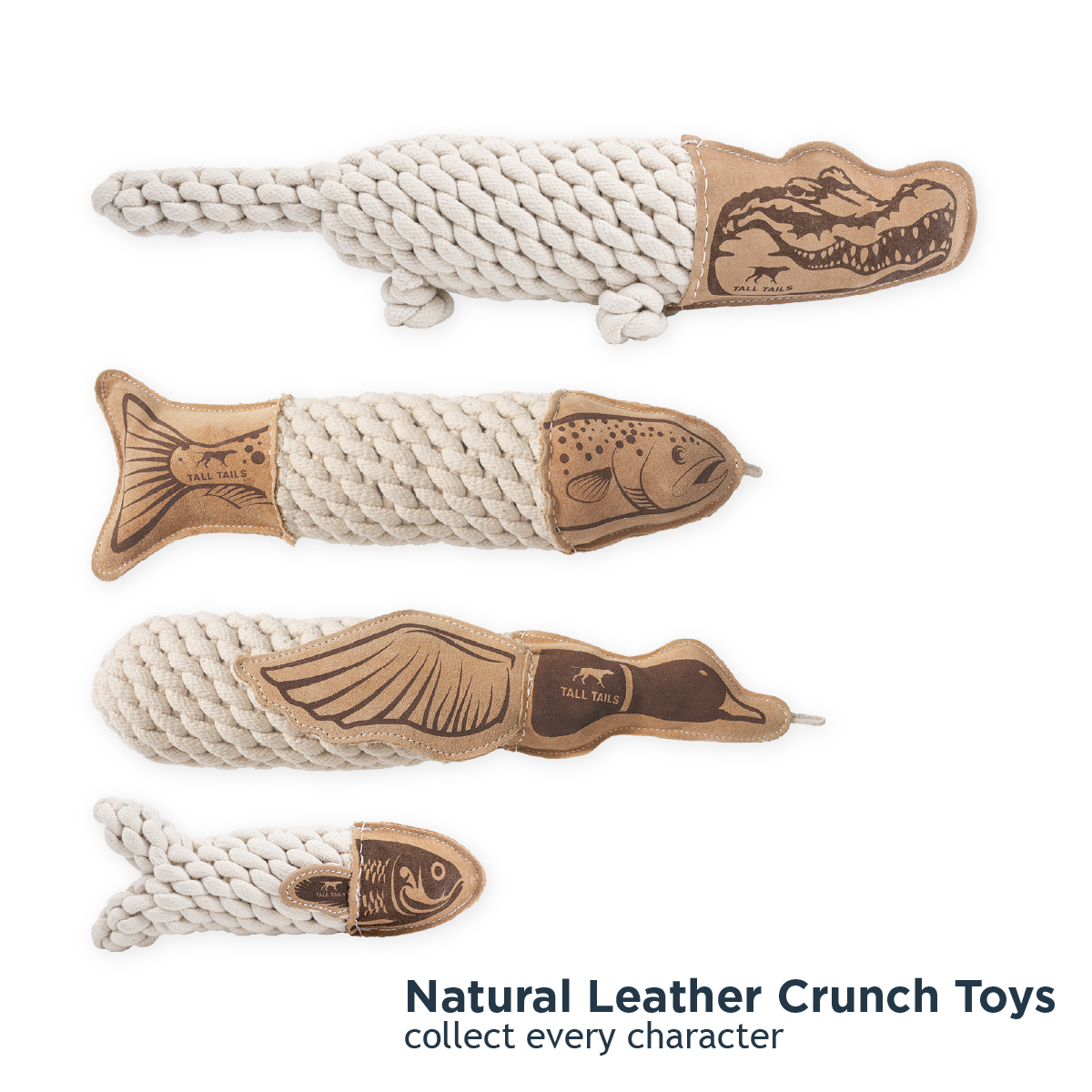 Dog Toy Crocodile Natural Leather Crunch Rope Toy
