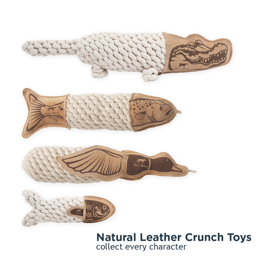 Dog Toy Crocodile Natural Leather Crunch Rope Toy