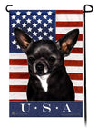 Chihuahua LH Black & White True Blue Garden Flag