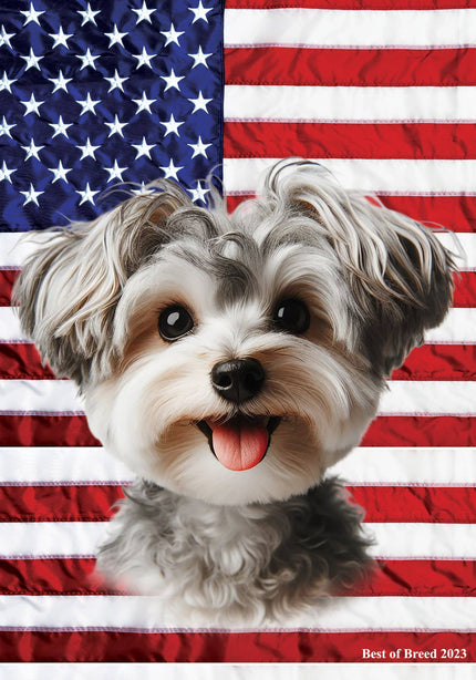 Yorkiepoo Silver -     Patriotic III Garden Flag