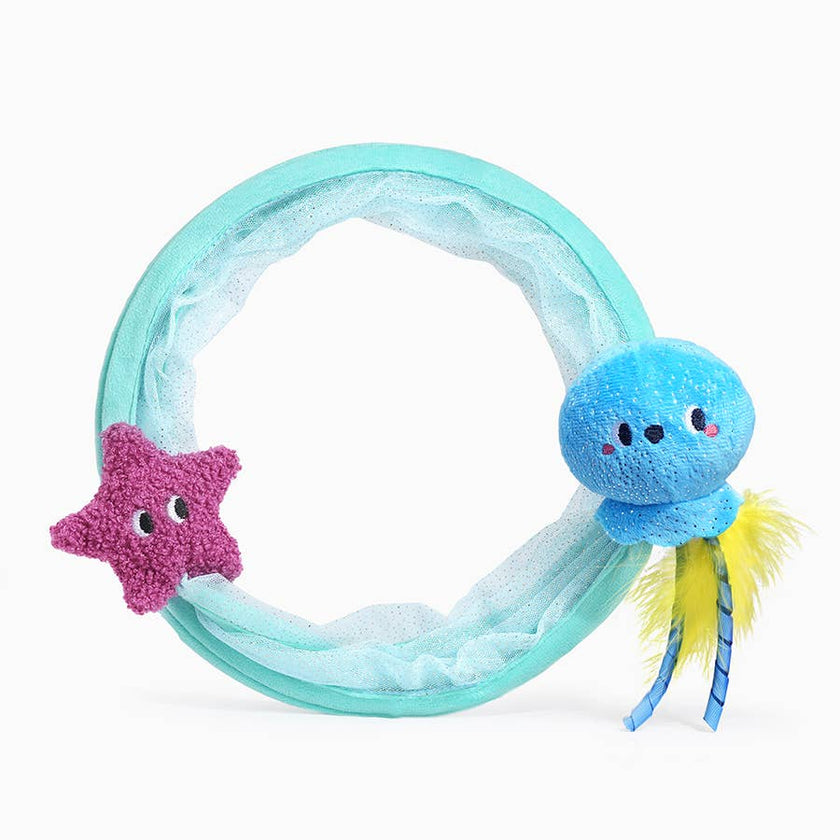 Cat Toy Tunnel Ocean Meow Buddies Catnip Jellyfish and Sea Star Spiral Tunnel Catnip Toy