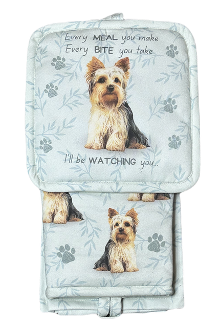 Yorkie, oven mitt set