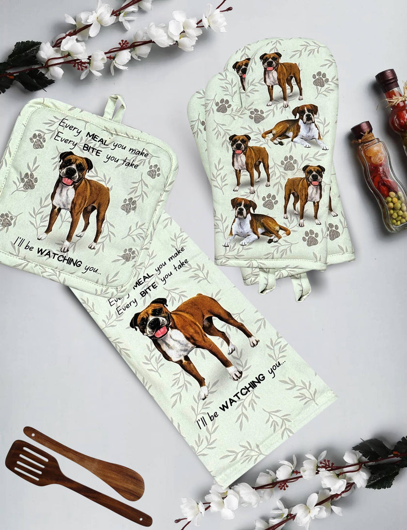 Boxer, oven mitt set