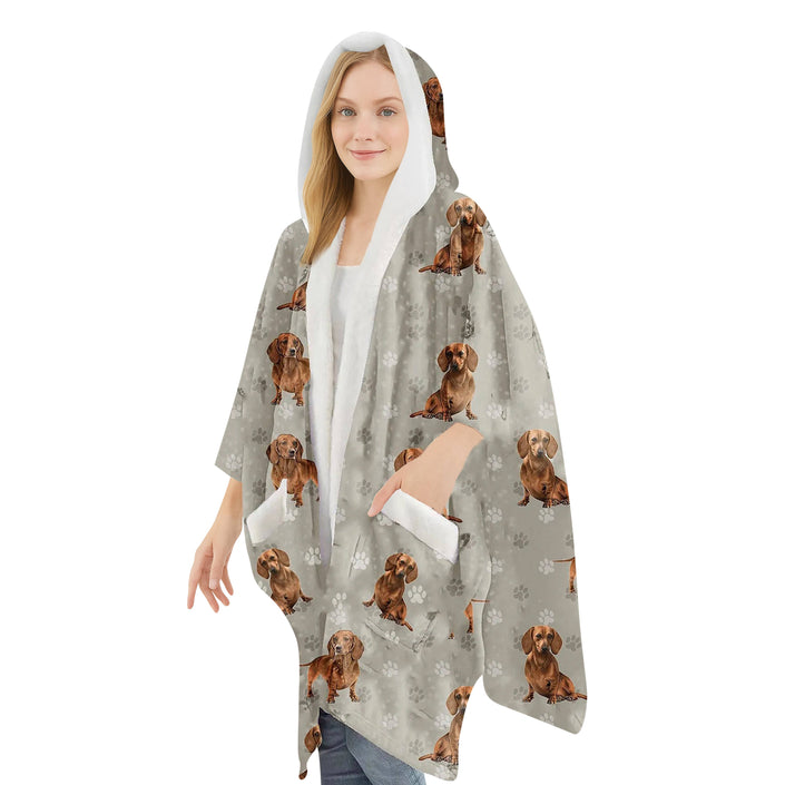 Dachshund, Red Snugg Wraps with Hoodie – Ultra Soft Sherpa Fleece Wrap for Pet Lovers