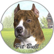 Pit Bull Brindle Cropped Car Coaster