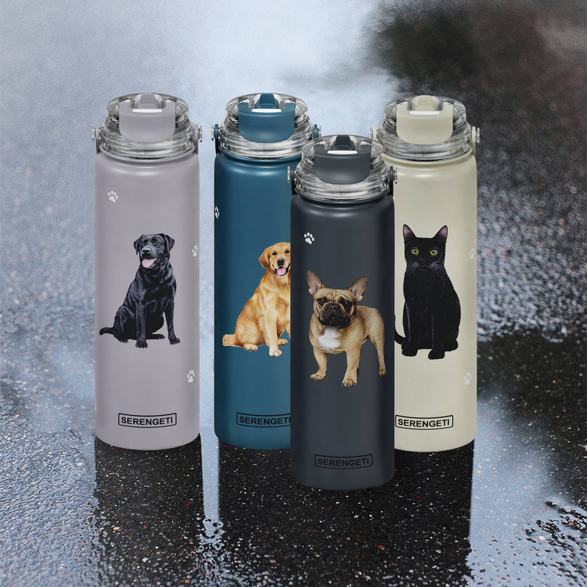 Australian Shepherd Stainless Steel Water Bottle 24 Oz. Serengeti