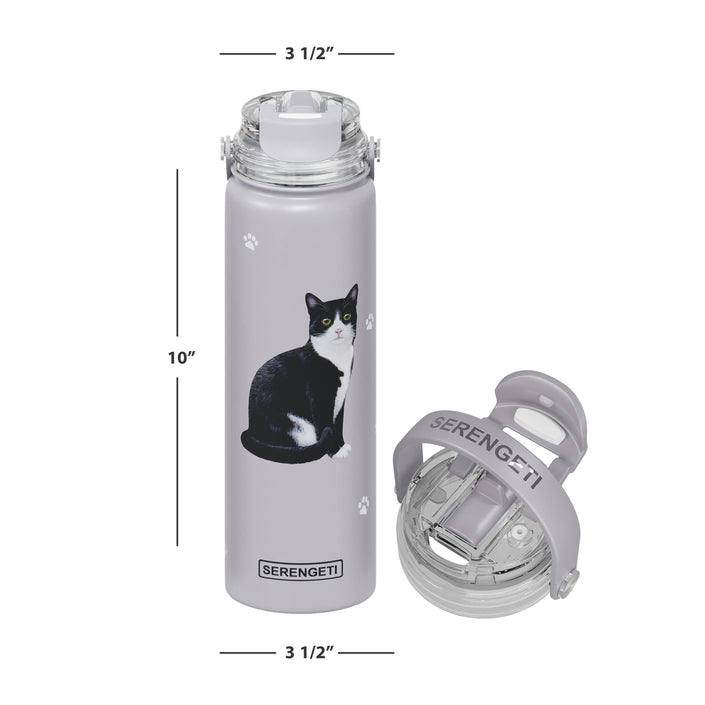 Black and White Cat Stainless Steel Water Bottle 24 Oz. Serengeti