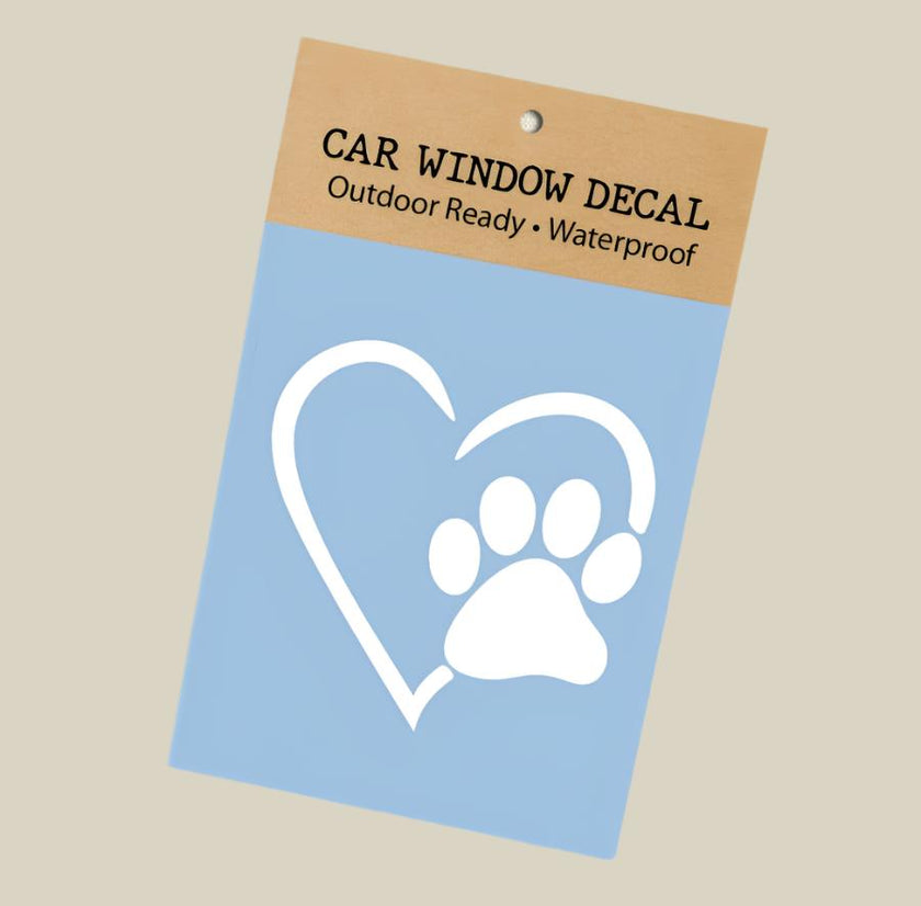 Heart with Dog Paw Vinyl Window Sticker Decal