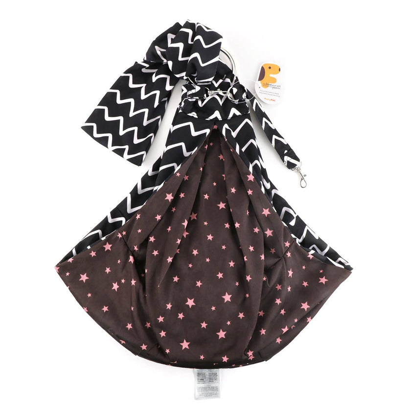 Furry Fido Chevron Black Adjustable Pocket Pet Sling