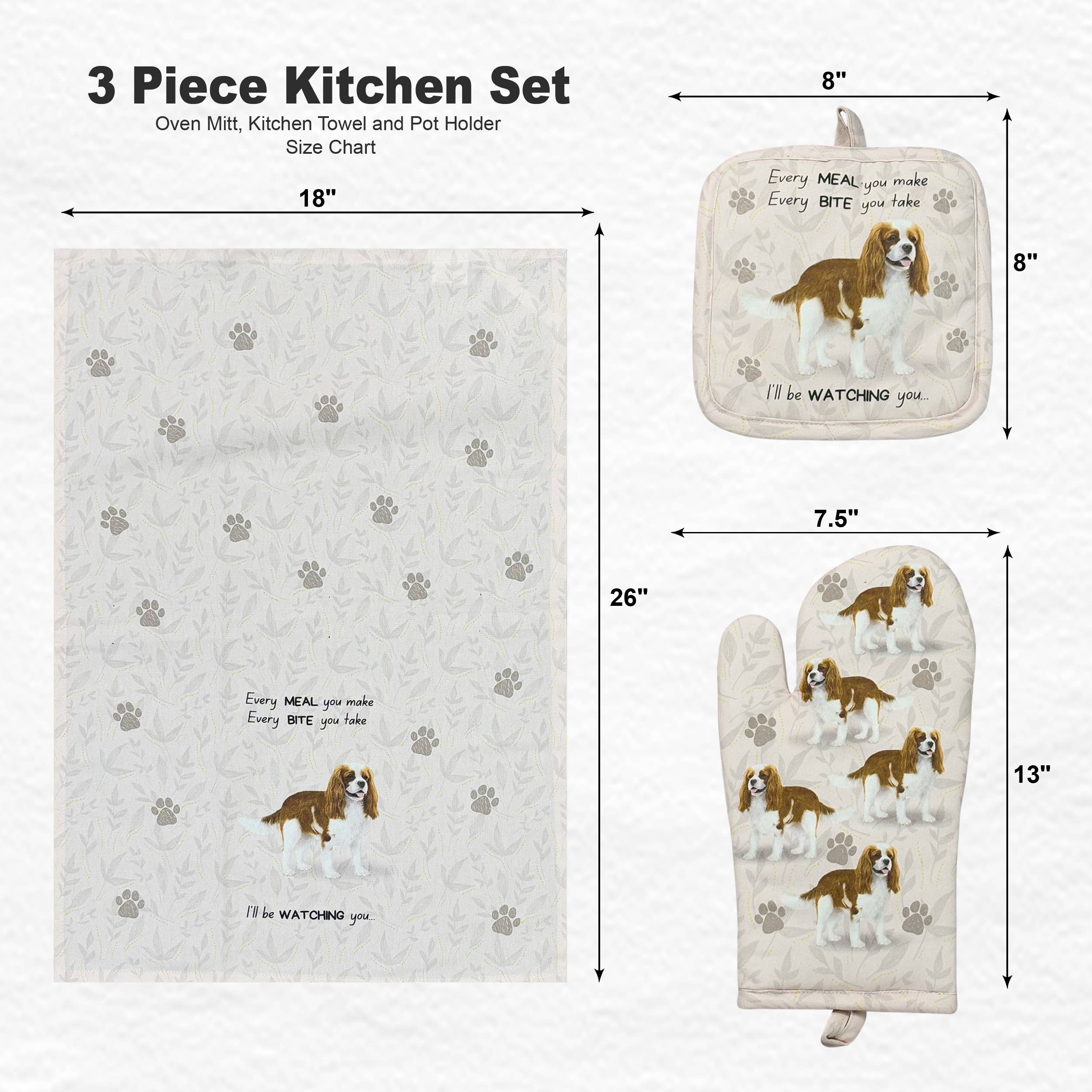 Cavalier King Charles, oven mitt set