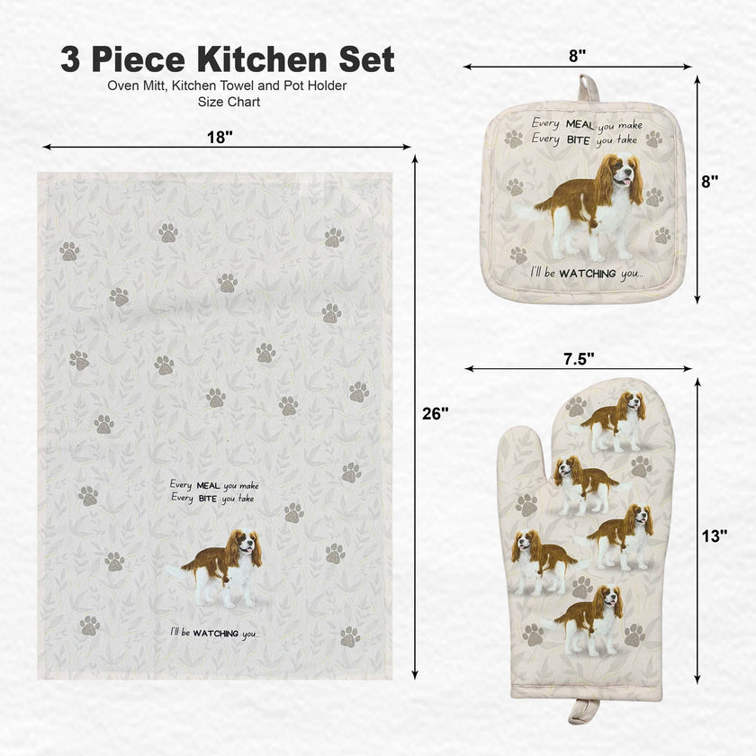 Cavalier King Charles, oven mitt set