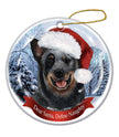 Australian Cattledog Santa Hat Dog Porcelain  Ornament