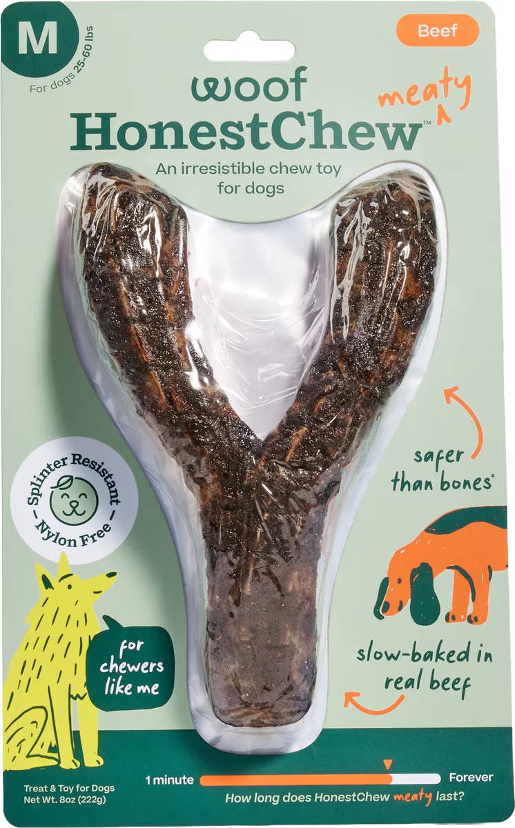 Dog Toy Beef WOOF HonestChew Meaty YGnawt Dog Chew Toy