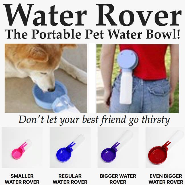 Portable Water Rover Regular 4-Inch Bowl and 15-Ounce Bottle