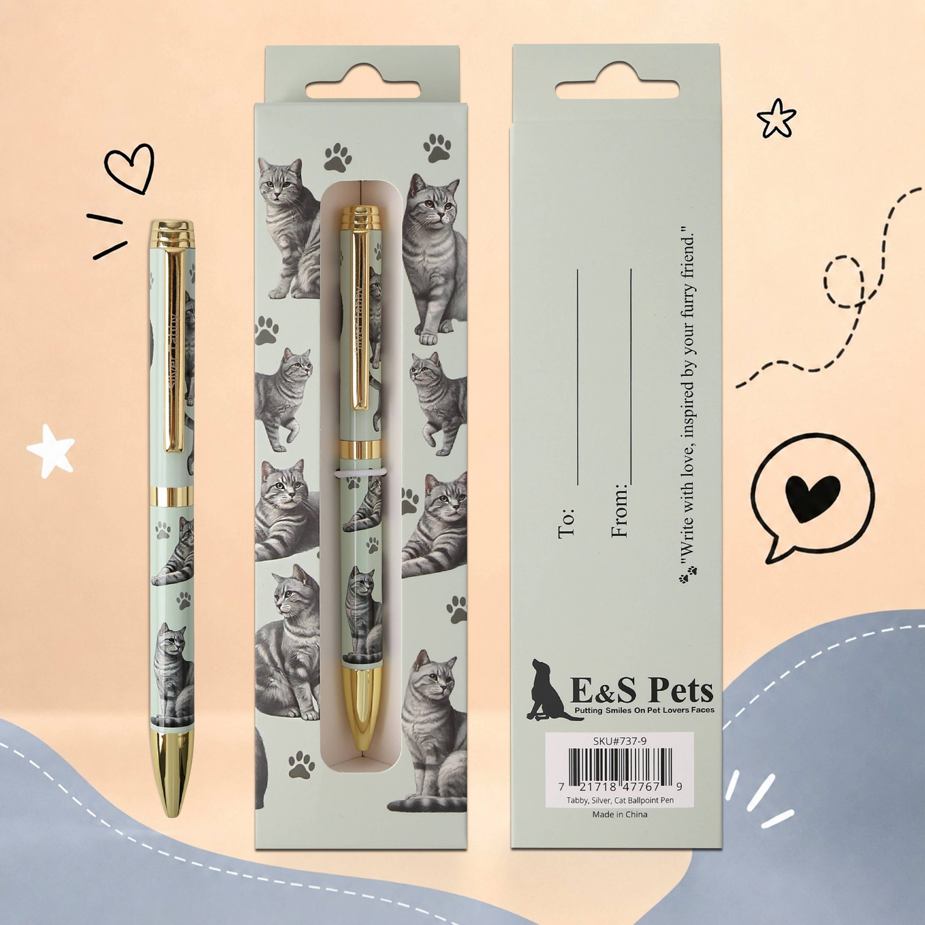 Tabby Silver Cat Pet Lover Ballpoint Pen