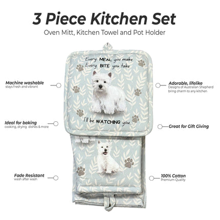 Westie , oven mitt set