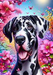 Great Dane Harlequin Uncropped Colorful Spring Large House Flag