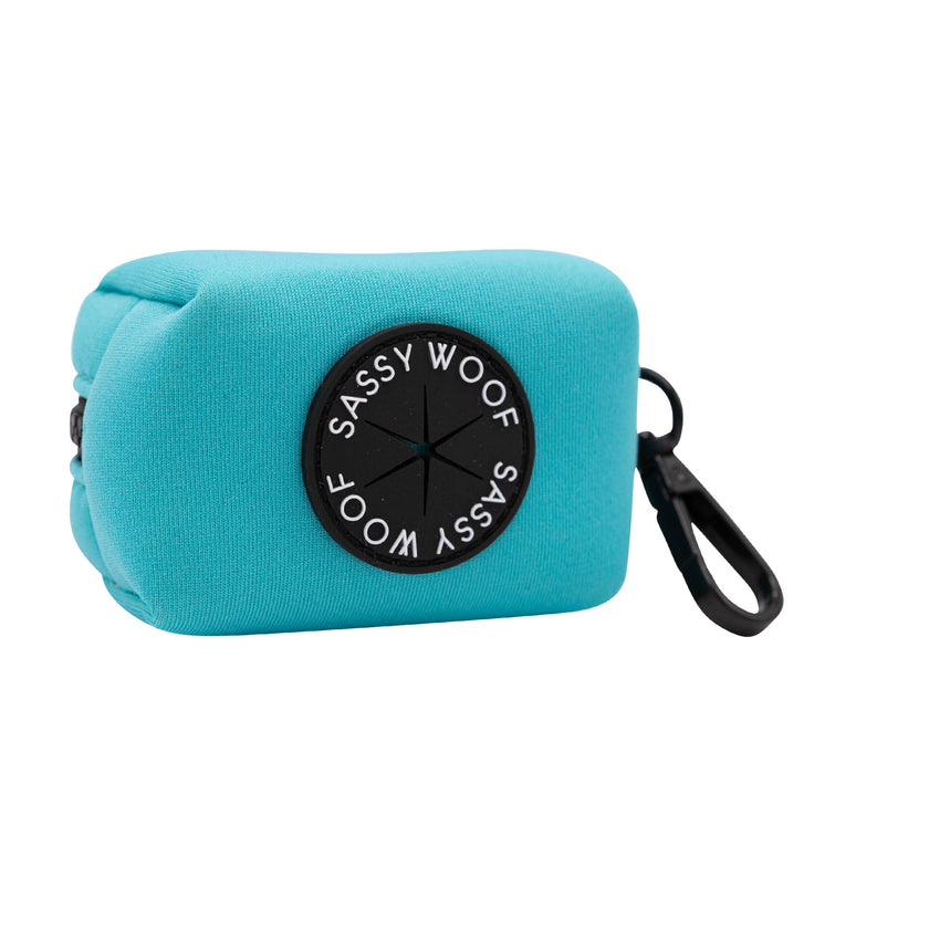 Dog Waste Bag Holder Neon Blue With Clasp