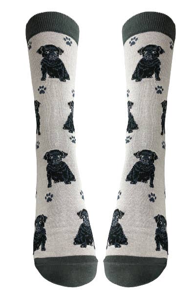 Black Pug - Unisex - Fun Novelty Dog Socks