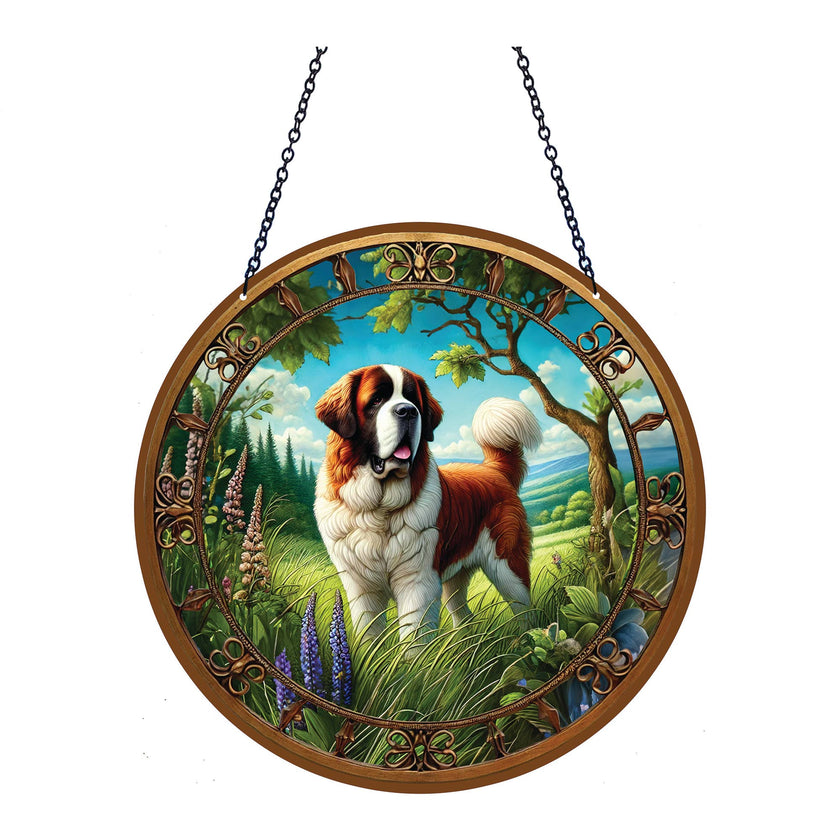 Saint Bernard Acrylic Suncatcher with Chain