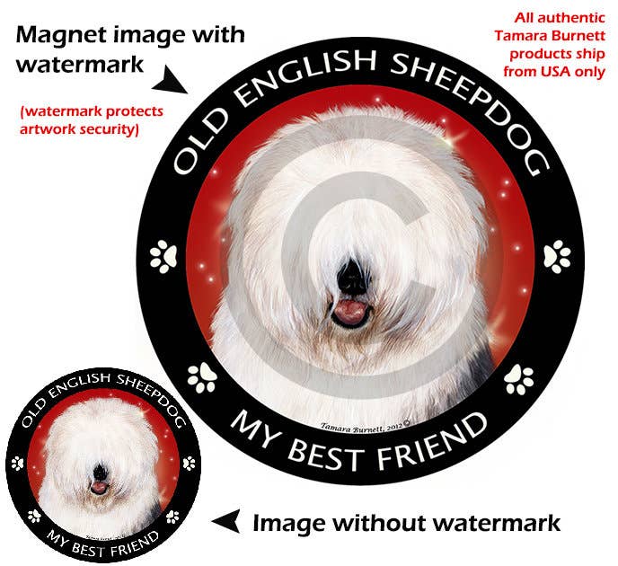 Old English Sheepdog My Best Friend Circular Magnet