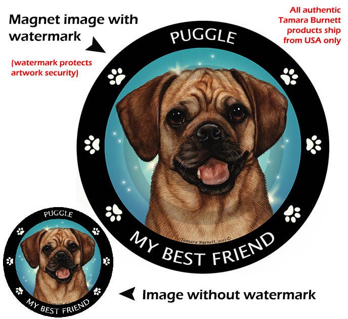 Puggle Fawn My Best Friend Circular Magnet