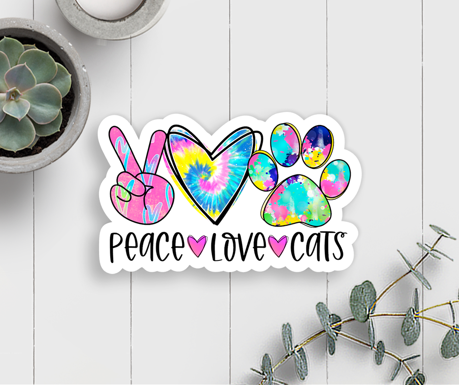 Peace Love Cats Sticker Vinyl Decal