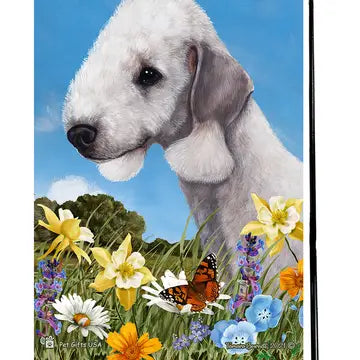 Bedlington Terrier Flowers Garden Flag