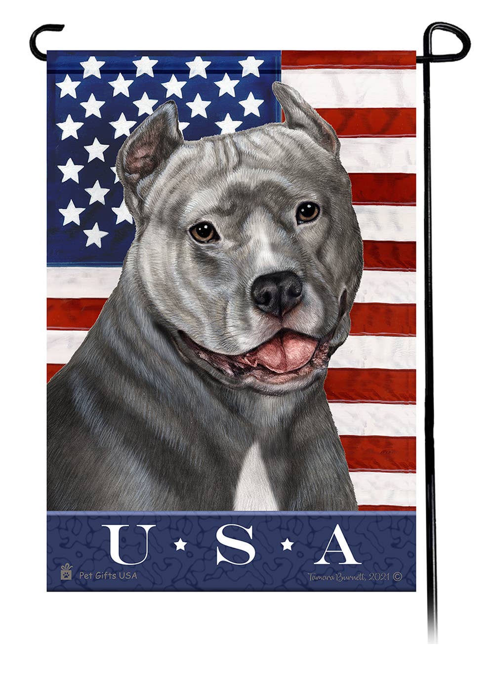 Pit Bull Blue Cropped True Blue Garden Flag