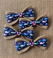 Preppy Coastal Whales Lobster Center Velcro Collar Bow Tie for Cat and Dogs