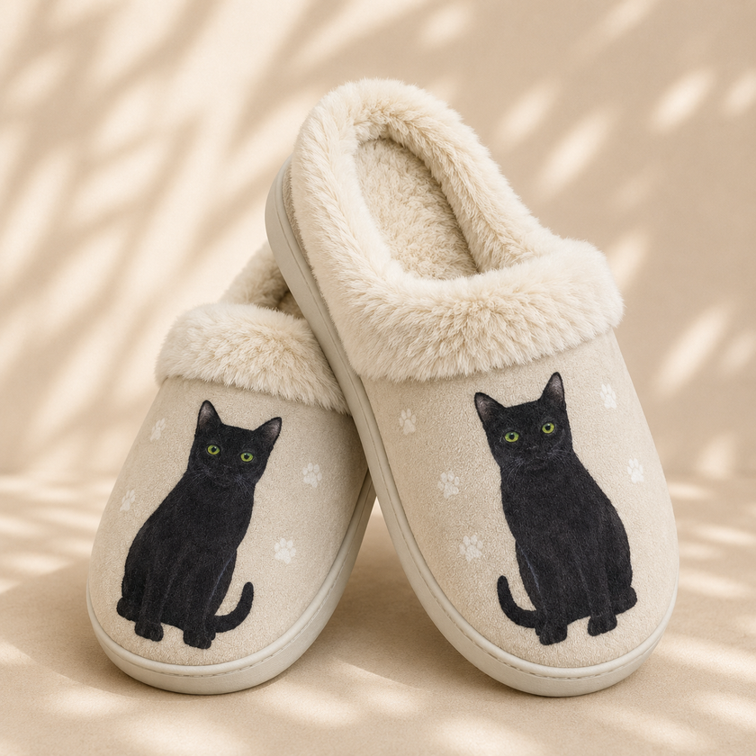 Black Cat Pet Lover Comfy Snuggs Slippers