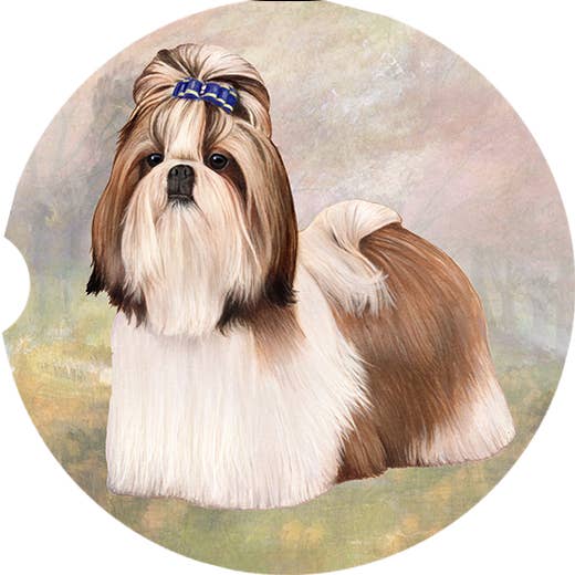 Shih Tzu, Tan & White Car Coaster