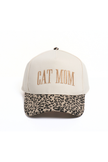 CAT MOM embroidered Camo Leopard Printed Brim 5 Panel Cap