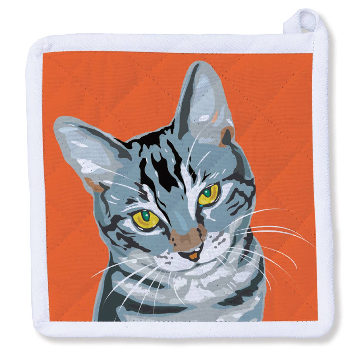 Little Gray Tabby Kitty Cat  Potholder  