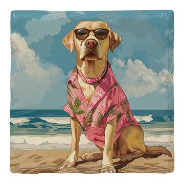Yellow Lab Beach Dog | Drink Coaster