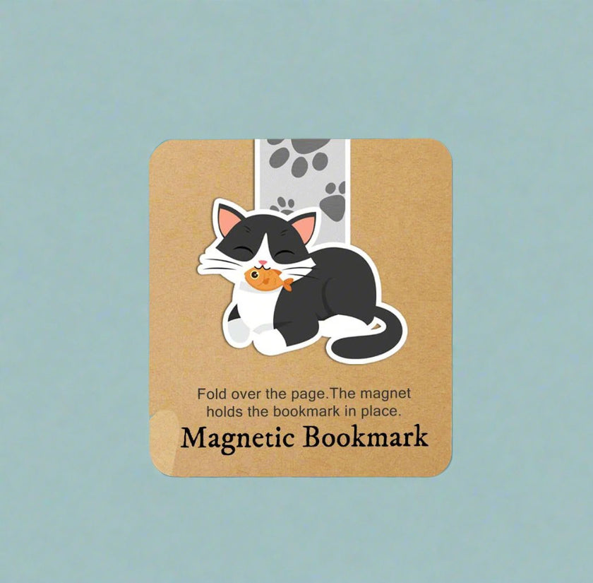 Cat with Goldfish Reversible Magnetic Bookmark