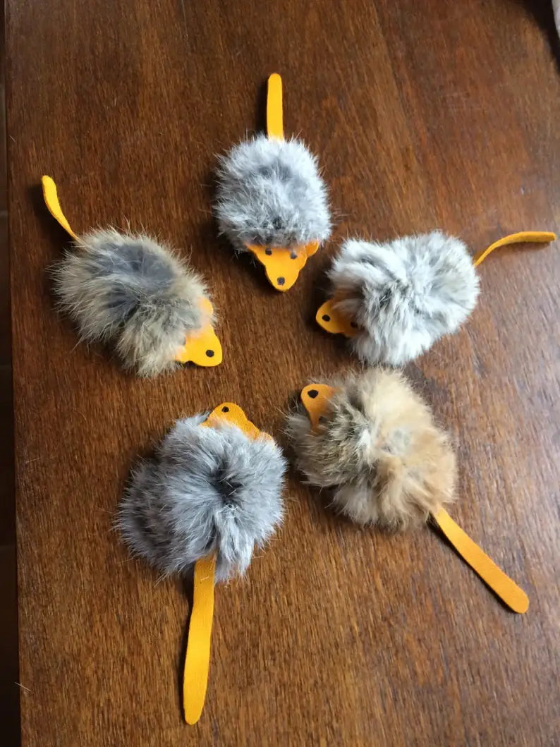 Cat Toy Harry Rabbit Fur Leather Toy