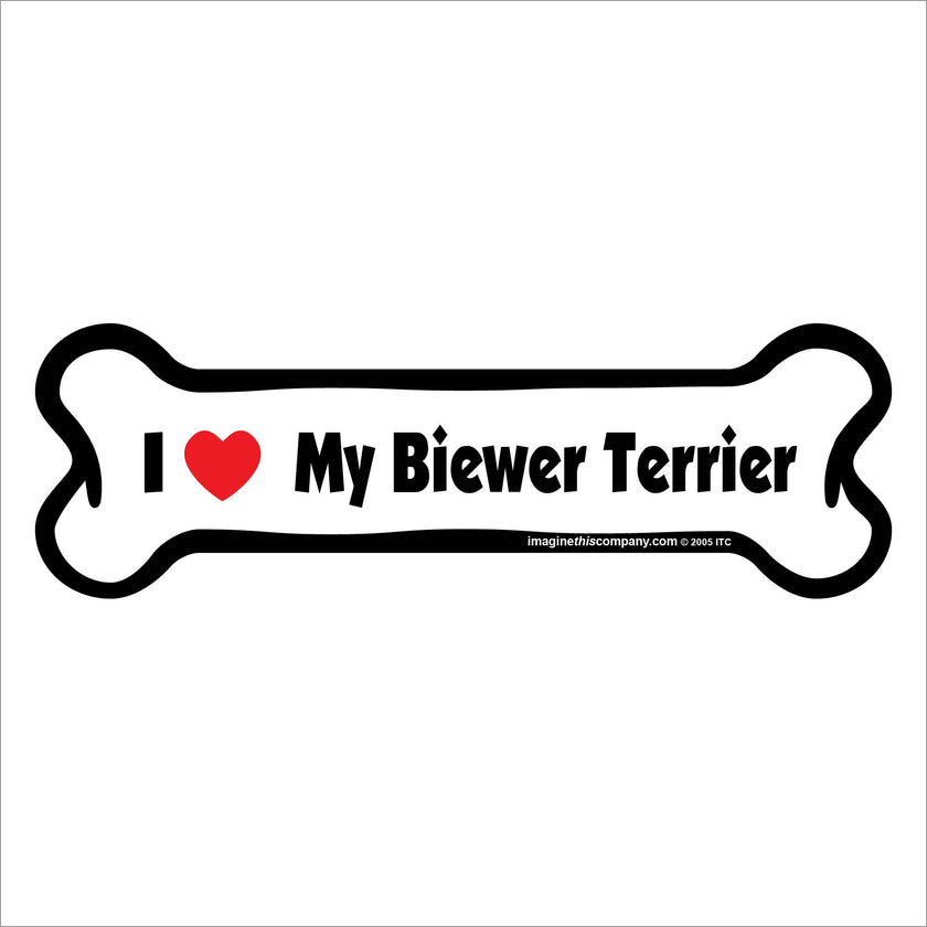 I Love My Biewer Terrier  - Bone Car Magnet