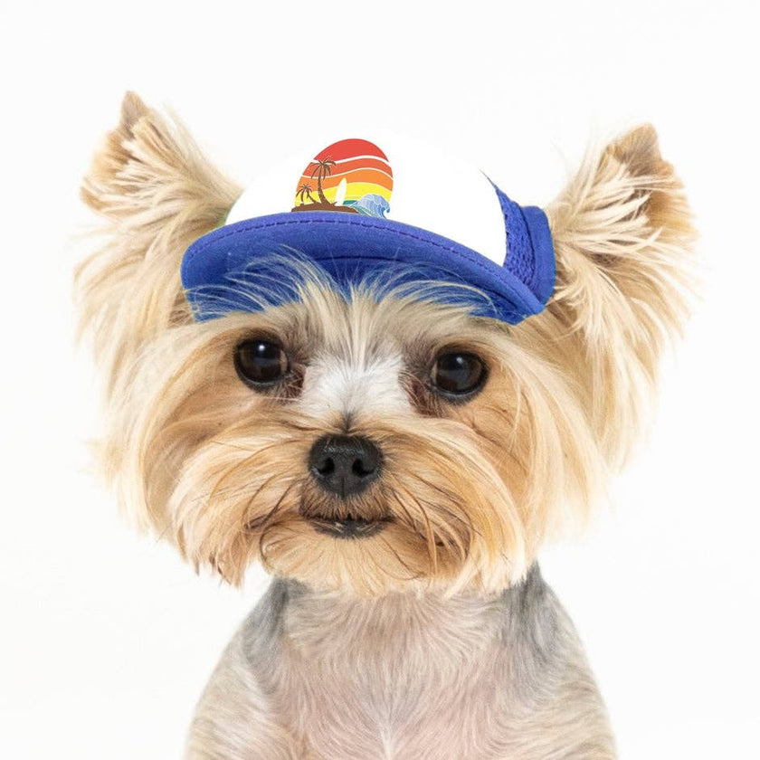 Trucker Hat for Dogs/Cats: Island Sunset Red / Small